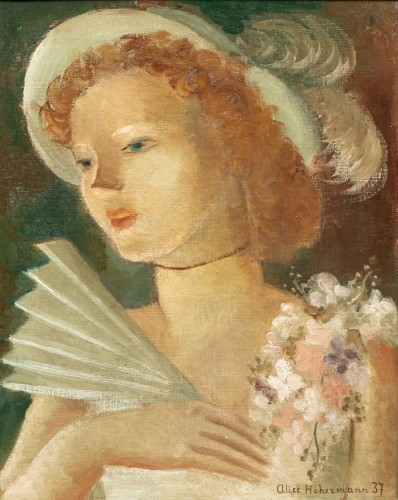 Jeune élégante à l'éventail